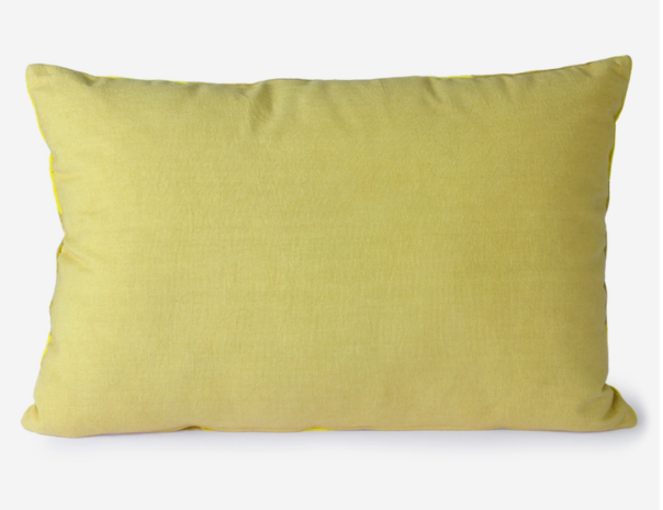 HKliving Striped velvet cushion in the colour yellow/green.