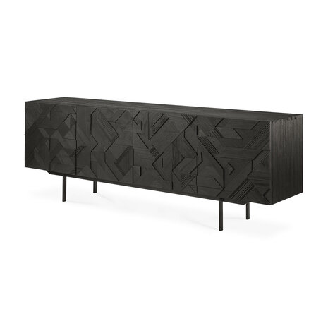 Ethnicraft teak Graphic black sideboard 4 doors