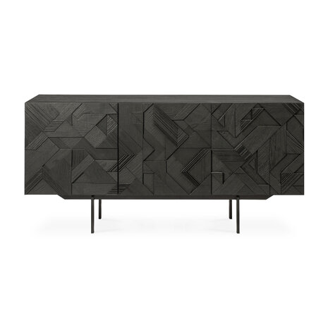 Ethnicraft teak Graphic black sideboard 3 doors