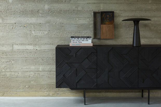 Ethnicraft teak Graphic black sideboard 3 doors