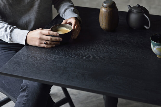 Ethnicraft Oak Torsion square black dining table