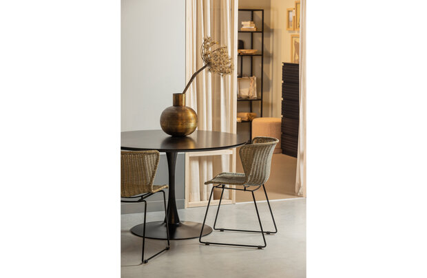 Woood Exclusive Sammy Eettafel Trompetvoet Rond MDF Zwart