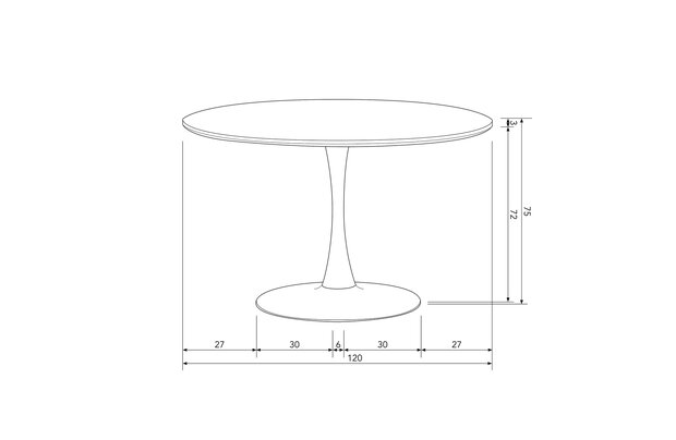 Woood Exclusive Sammy Eettafel Trompetvoet Rond MDF Zwart