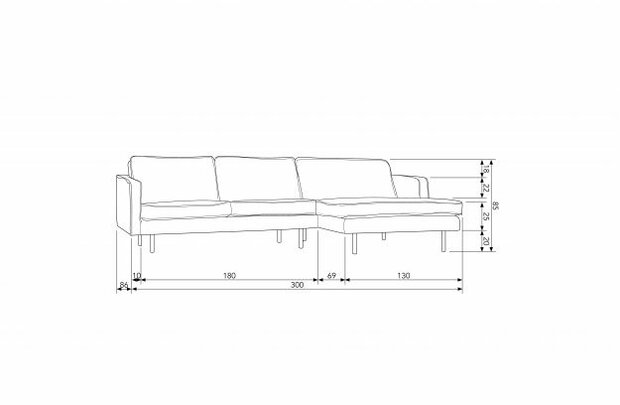 WOOOD Premium Rodeo Chaise Longue Rechts Velvet Pistache