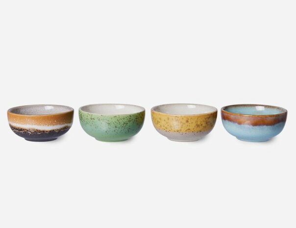 HKLIVING 70s ceramics: XS bowls, castor (set of 4)