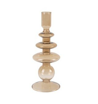 Present Time Candle Holder Glass Art Rings Large sand brown 
