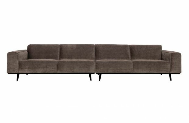 WOOOD Premium Statement xl 4-zits Bank 372cm Platte Brede Rib Taupe