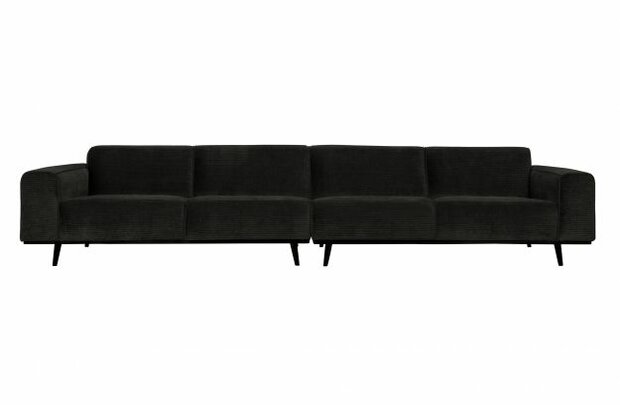 WOOOD Premium Statement xl 4-zits Bank 372cm Platte Brede Rib Graphite