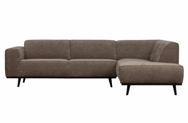 WOOOD Premium Statement Hoekbank Rechts Platte Brede Rib Taupe