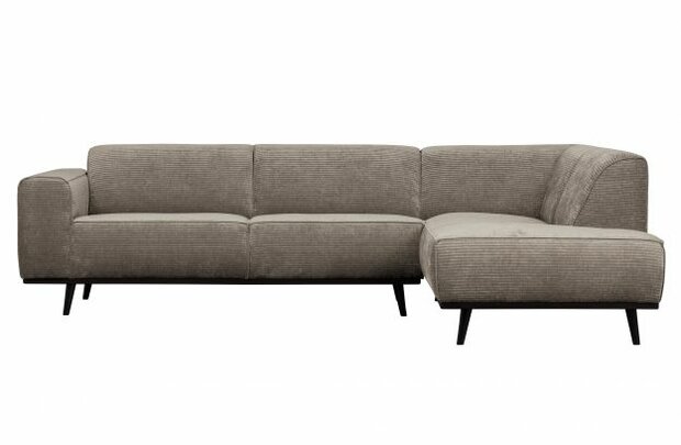 WOOOD Premium Statement Hoekbank Rechts Platte Brede Rib Clay
