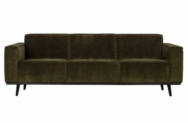 WOOOD Premium Statement 3-zits Bank 230cm Brede Platte Rib Warm Groen
