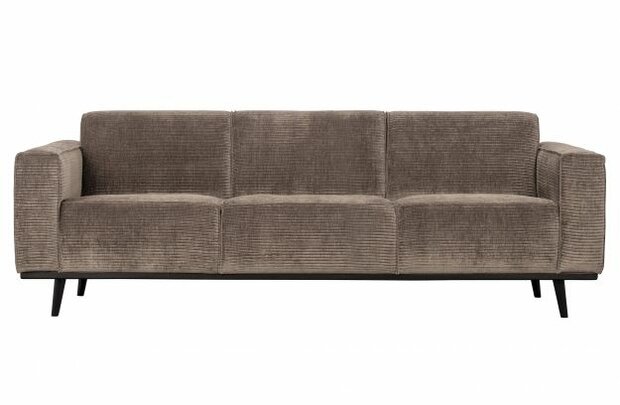 WOOOD Premium Statement 3-zits Bank 230cm Brede Platte Rib Taupe