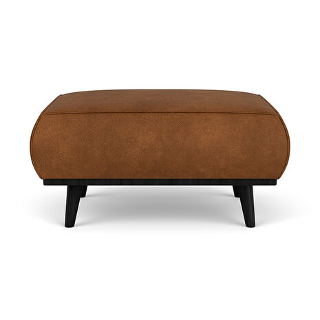 WOOOD Premium Statement Hocker Lederlook Cognac