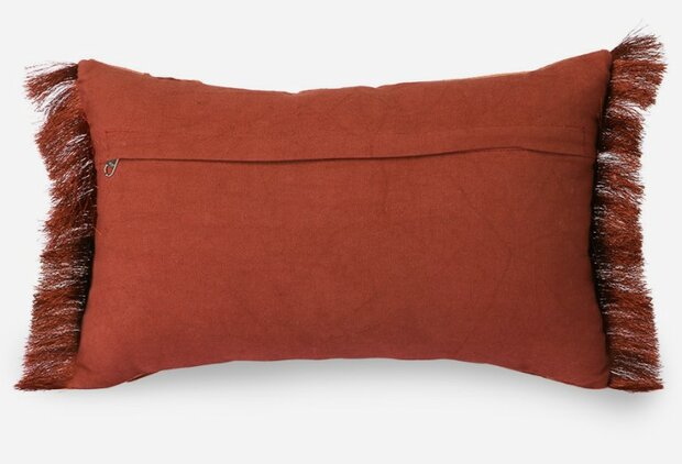 HKliving fringed velvet tiger cushion red/pink (25x40)