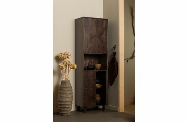 WOOOD Premium Draw 4-deurs opbergkast mango hout walnoot