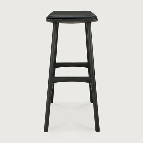 Ethnicraft Osso Counter Stool Varnished Oak Black Black Leather