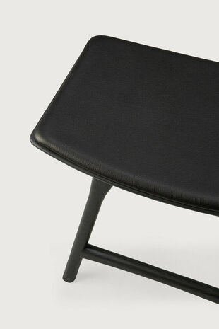 Ethnicraft Osso Stool Varnished Oak Black Black Leather