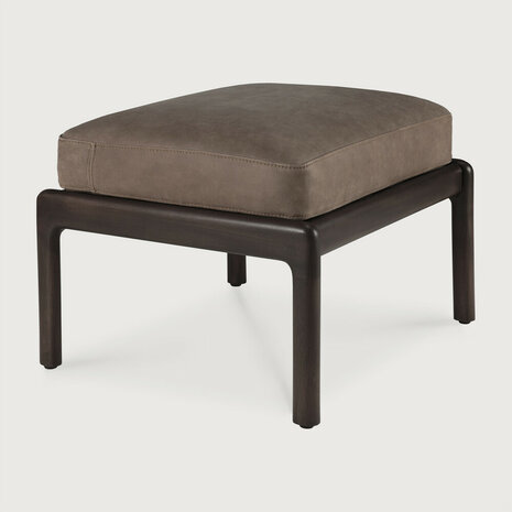 Ethnicraft Jack Footstool Varnished Mahogany Dark Brown Terra Nubuck Leather