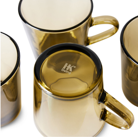 HKliving 70s glassware: coffee cups mud brown (set of 4)