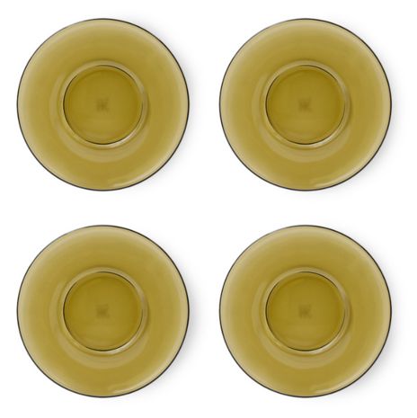 HKLIVING 70s glassware: saucers mud brown (set of 4)