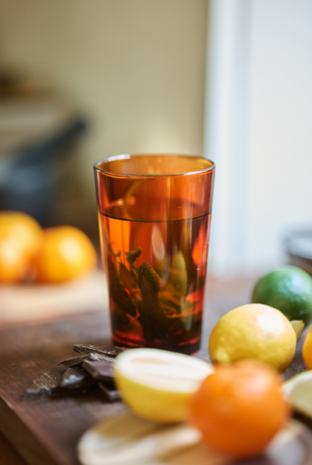 HKliving 70s glassware: tea glasses amber brown (set of 4)