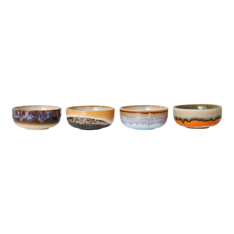 HKLIVING 70s ceramics: tapas bowls, crystal (set of 4)
