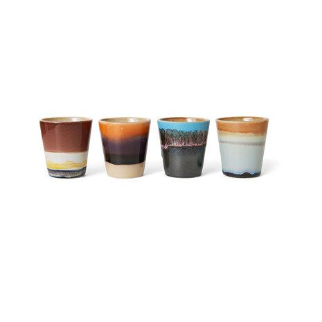 HKliving 70s ceramics: ristretto mugs, solar (set of 4)