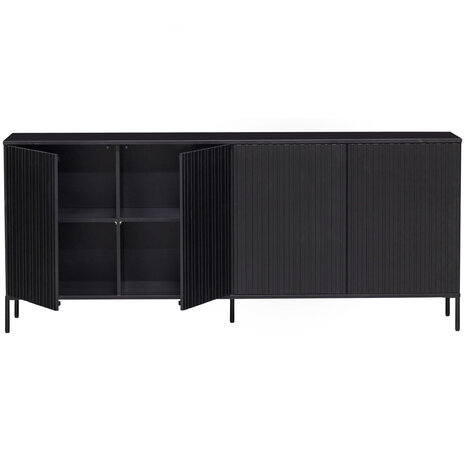 WOOOD Primium New gravure dressoir 200 cm grenen zwart [fsc]