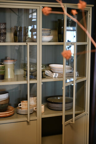 WOOOD Premium Exhibit vitrinekast metaal khaki
