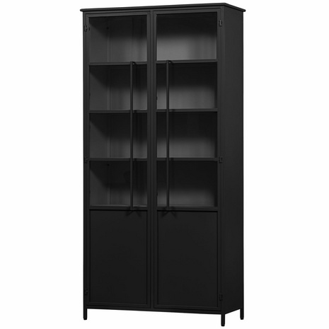 WOOOD Premium Exhibit XL 2 deurs vitrinekast metaal zwart 