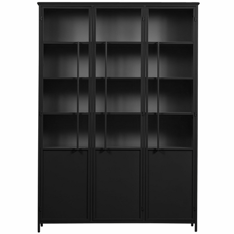 WOOOD Premium Exhibit XL 3 deurs vitrinekast metaal zwart