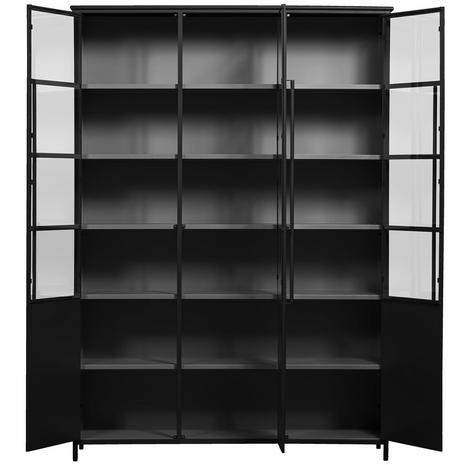 WOOOD Premium Exhibit XL 3 deurs vitrinekast metaal zwart