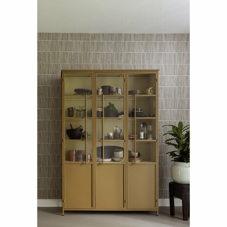 WOOOD Premium Exhibit XL 3 deurs vitrinekast metaal honing geel
