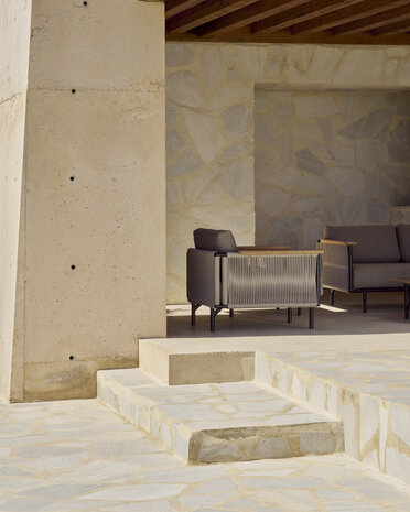 Ethnicraft Corbey outdoor loungestoel incl. kussens oyster