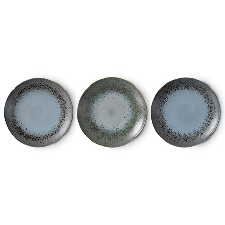HKLIVING 70s ceramics dinner plates, mineral (set of 2)