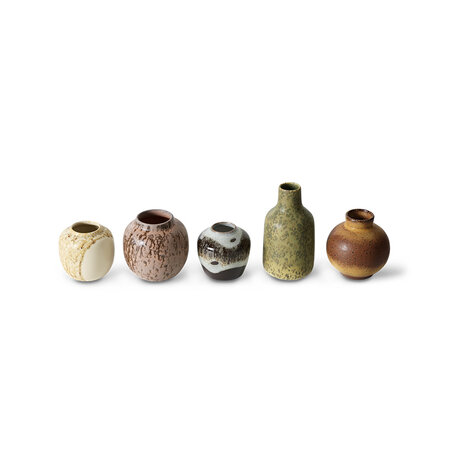 HKLIVING 70s ceramics: small vases, pursuit (set of 5)