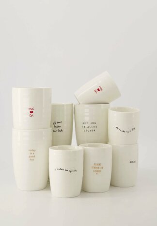 Zusss koffiemok open hartje wit goud