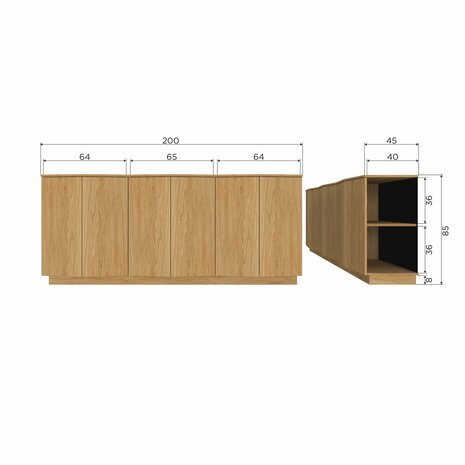 WOOOD Zuma dressoir eiken 200cm eiken transparant