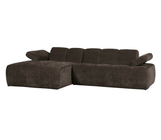 WOOOD Mojo Chaise Longue Geweven Ribstof Bruin Links