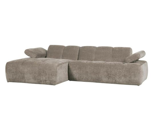 WOOOD Mojo Chaise Longue Geweven Ribstof Donkerzand Links