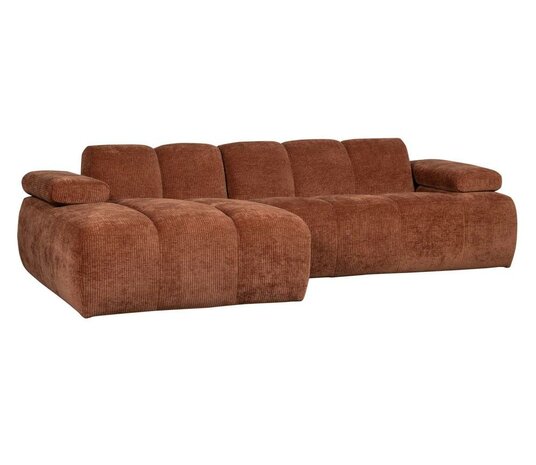 WOOOD Mojo Chaise Longue Geweven Ribstof Roestbruin Links