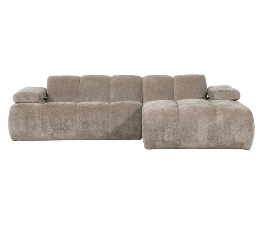 WOOOD Mojo Chaise Longue Geweven Ribstof Donkerzand Rechts