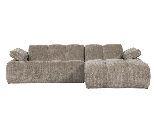 WOOOD Mojo Chaise Longue Geweven Ribstof Donkerzand Rechts