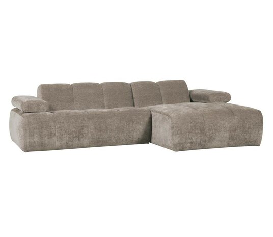 WOOOD Mojo Chaise Longue Geweven Ribstof Donkerzand Rechts