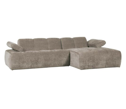 WOOOD Mojo Chaise Longue Geweven Ribstof Donkerzand Rechts