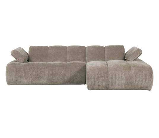 WOOOD Mojo Chaise Longue Geweven Ribstof Donkerzand Rechts