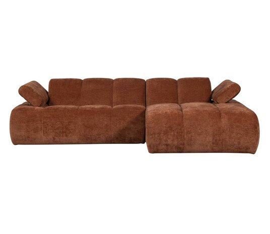 WOOOD Mojo Chaise Longue Geweven Ribstof Roestbruin Rechts