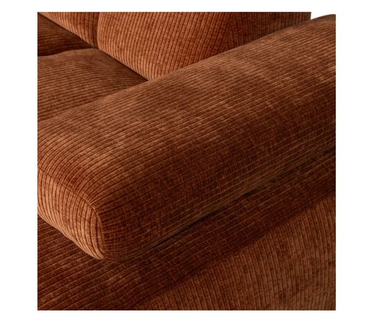 WOOOD Mojo Chaise Longue Geweven Ribstof Roestbruin Rechts