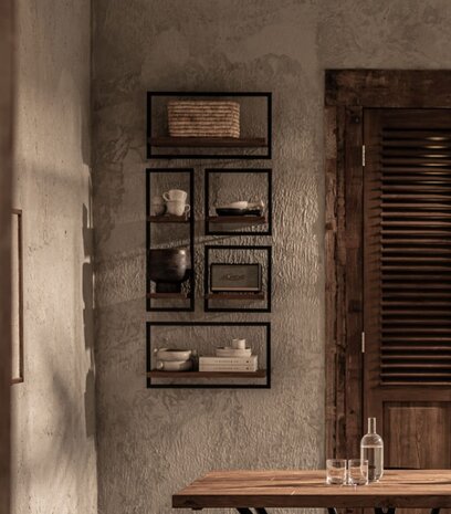 dBodhi Shelfmate  wandplank type B mozaic teak black iron