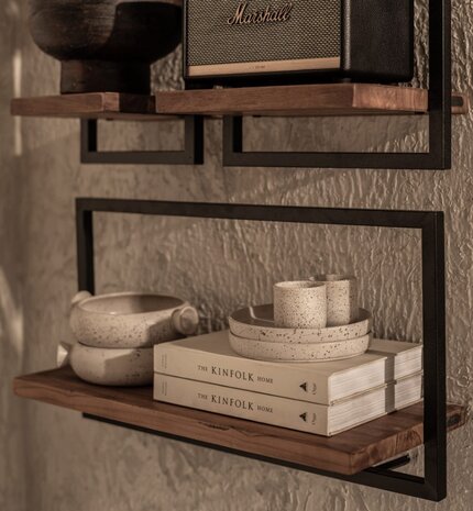 dBodhi Shelfmate  wandplank type B mozaic teak black iron